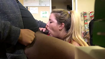 young mom sucks and swallows me on my lunch break